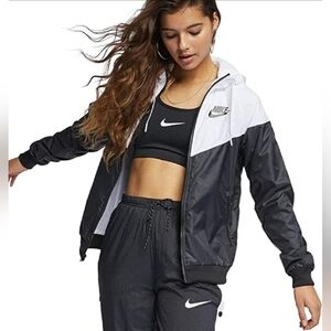 Nike Black and White Windbreaker Jacket, Size Small